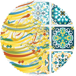 رومیزی مخمل گرد خط کاشی