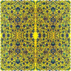 رومیزی مربع کاشی پیچک زرد