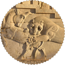 رومیزی مخمل گرد شیر و گاو تخت جمشید