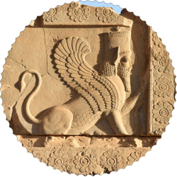 رومیزی مخمل گرد شیر مردان بالدار تخت جمشید