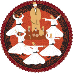 رومیزی مخمل گرد سنتی بزم و رقص صوفیان