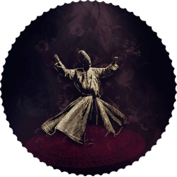 رومیزی مخمل گرد رقص سماع تیره