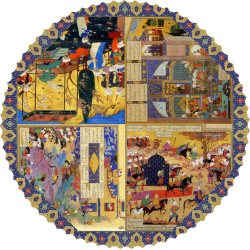 رومیزی مخمل گرد شاهنامه مینیاتور عیش