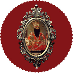 رومیزی مخمل گرد زرشکی شاه قجری