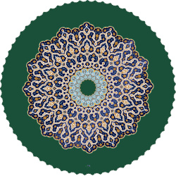 رومیزی مخمل گرد شمسه سبز سیر