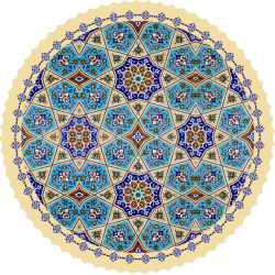 رومیزی دایره گره چینی کرم فیروزه ای