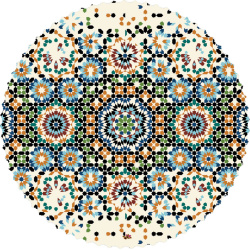 رومیزی مخمل گرد مراکش کرمی چند رنگ