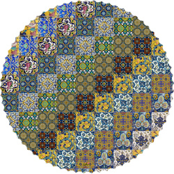 رومیزی مخمل گرد چند کاشی نصیر