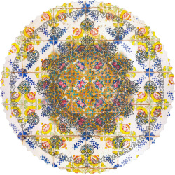 رومیزی مخمل گرد کاشی نصیر الملک