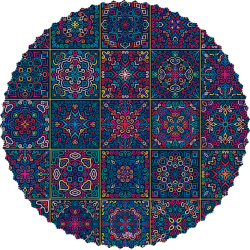 رومیزی مخمل گرد کتیبه رنگی رنگی