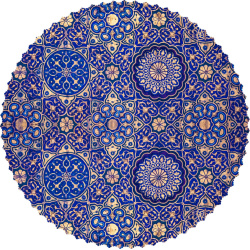 رومیزی مخمل دایره مهر و کاشی طلایی