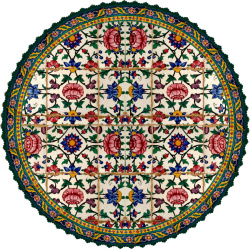 رومیزی مخمل دایره لوتوس گل قرمز