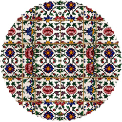 رومیزی مخمل گرد کاشی لوتوس سفید