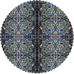 رومیزی مخمل گرد کاشی گل مرغ