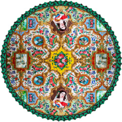 رومیزی مخمل گرد کاشی نارنجستان