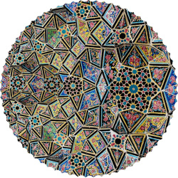 رومیزی مخمل گرد کاشی مقرنس کبود