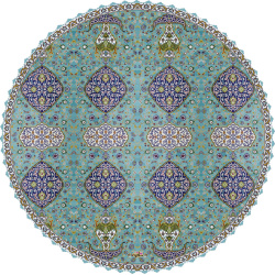 رومیزی مخمل گرد کاشی شمس فیروز