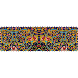 رانر مخمل طرح کاشی گل پیچ بنفش