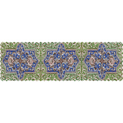 رانر مخمل کتیبه گلی سبز ابی