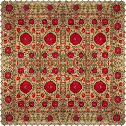 رومیزی مربع نوبهار کرم قرمز