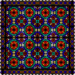 رومیزی مخمل مربع شیشه رنگی قاب دار