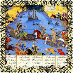 رومیزی مخمل مربع مینیاتور شکارگاه و سیاه مشق