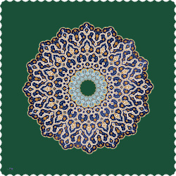 رومیزی مخمل مربع شمسه سبز سیر