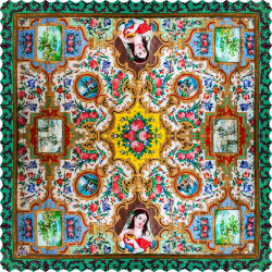 رومیزی مخمل مربع کاشی نارنجستان