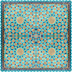 رومیزی مخمل مربع کاشی فیروزه شمس