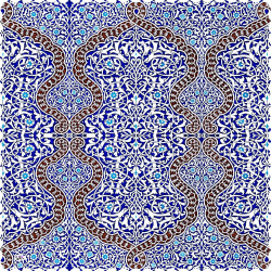 رومیزی مخمل مربع کاشی گره ابی