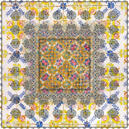 رومیزی مخمل مربع کاشی نصیر الملک