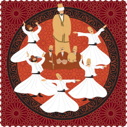 رومیزی مخمل مربع بزم و رقص صوفیان