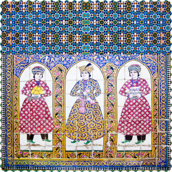 رومیزی مخمل مربع سنتی کاشی خواجات