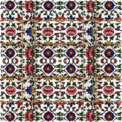 رومیزی مخمل مربع کاشی لوتوس سفید