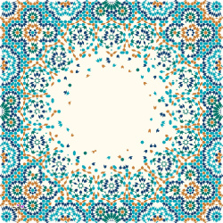 رومیزی مخمل مربع طرح مراکشی فیروزه ای