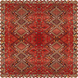 رومیزی مربع مخمل طرح جاجیم سرخ