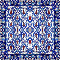 رومیزی مربع آبی لاله سرخ