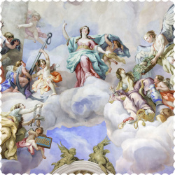 رومیزی مخمل مربع رنگ روغن فرشته آبی