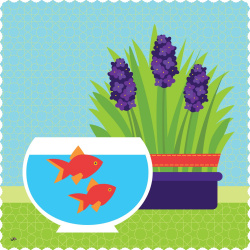 رومیزی مخمل مربع نوروز ماهی و سنبل