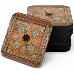 زیر لیوانی چوبی MDF سقف چوب و چرم