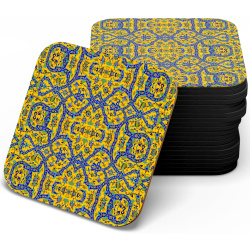 زیر لیوانی چوبی MDF فرش کاشی زرد