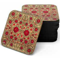 زیر لیوانی چوبی MDF نوبهار کرم قرمز