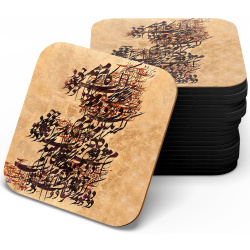 زیر لیوانی چوبی MDF خط نقاشی