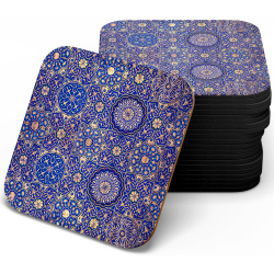 زیر لیوانی چوبی MDF مهر و کاشی طلایی