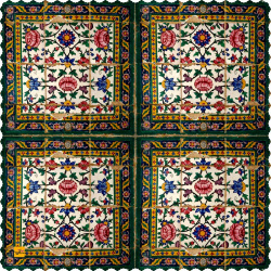 رومیزی مربع لوتوس گل قرمز