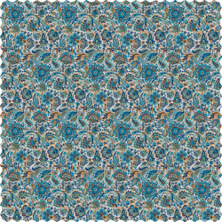 رومیزی مخمل مربع بته جقه ترمه آبی