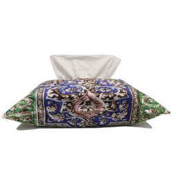 کاور جعبه دستمال کاغذی کتیبه گلی سبز آبی