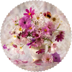رومیزی مخمل گرد رنگ روغن گلدان