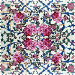 رومیزی مخمل مربع گل کاغذی