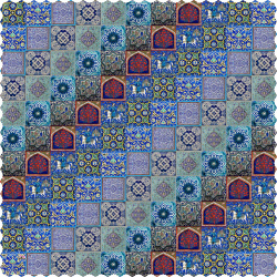 رومیزی مخمل مربع کاشی مرکب